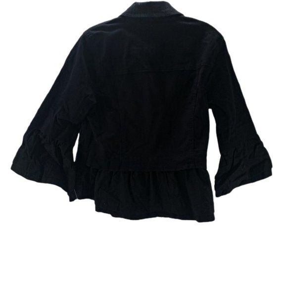 Style & Co Ruffled Denim Jacket Black S - Picture 2 of 6